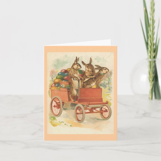 卵の入った3つのバニーヴィンテージイースター シーズンカード (正面)