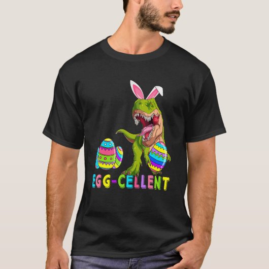 卵の卵の地下室ハンター恐竜バニーレックス Tシャツ (正面)