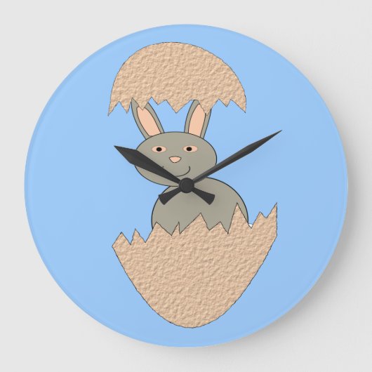 卵の壁の時計から風変わりのバニー孵化 ラージ壁時計 (正面)