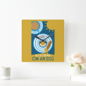 卵の壁アートに取り組む スクエア壁時計 (ホーム)