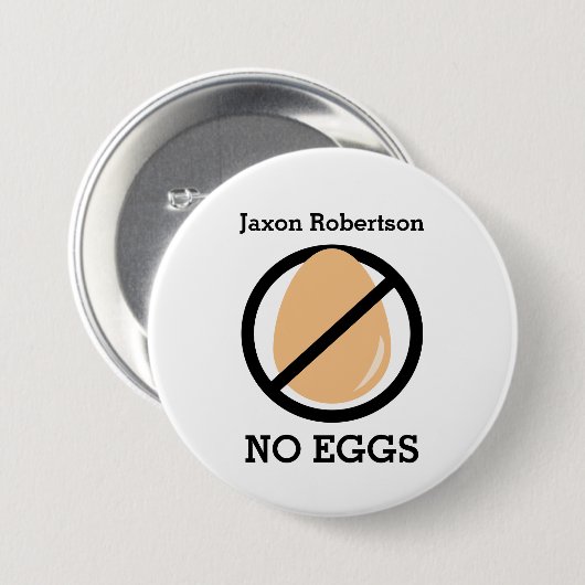 卵の子供の卵のアレルギー警報を黒くしないで下さい 缶バッジ (正面&裏面)