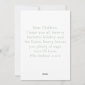 卵の幼稚園とゴールデンイースターバニー シーズンカード (裏面)