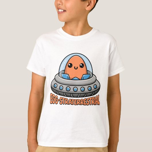 卵の形が!かわいいエイリアンエッグUFOプン Tシャツ (正面)