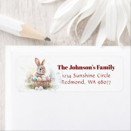 卵の復活祭の住所を持つ可愛いバニー ラベル