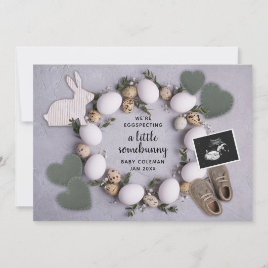 卵の春イースター妊娠リビールベビー 案内状 (正面)