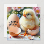 卵の殻から現れるイースターシック シーズンカード (正面/裏面)