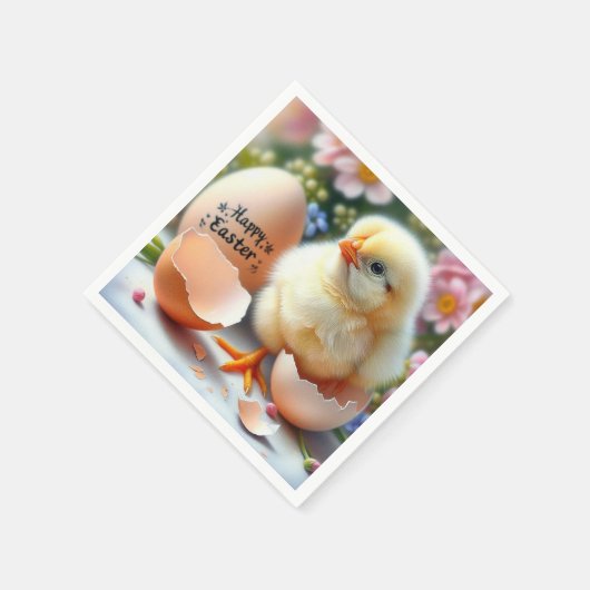 卵の殻から現れるイースターシック スタンダードカクテルナプキン (角)