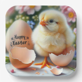 卵の殻から現れるイースターシック ペーパープレート