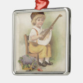 卵の殻のギターとの幸せなEasterBoy メタルオーナメント (左)