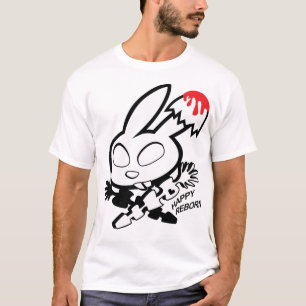 卵の殻の幸せな生まれ変わるバニーのイチゴジャム Tシャツ