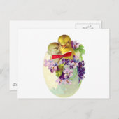 卵の殻の2羽のひよこはソングブックから歌います ポストカード (正面/裏面)