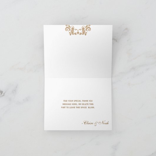 卵の殼の青い金ゴールドのモトッコ人は結婚式の招待状感謝していしています サンキューカード (内部)