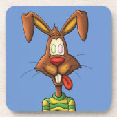 卵の気違いのイースターのウサギのおもしろいな漫画のスケッチ コースター (正面)