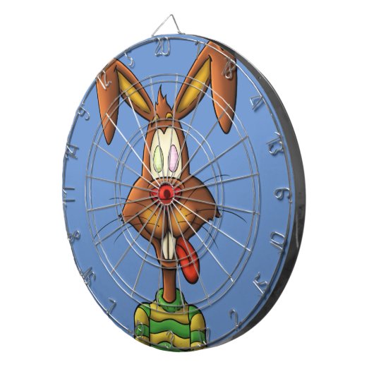 卵の気違いのイースターのウサギのおもしろいな漫画のスケッチ ダーツボード (正面右)