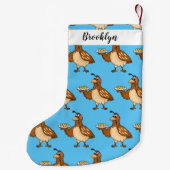 卵の漫画と幸せなウズラ スモールクリスマスストッキング (裏面)