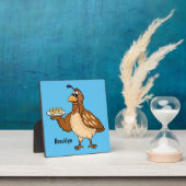 卵の漫画と幸せなウズラ フォトプラーク (インサイチュ)