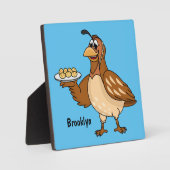 卵の漫画と幸せなウズラ フォトプラーク (正面)