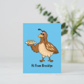 卵の漫画と幸せなウズラ ポストカード (スタンド正面)