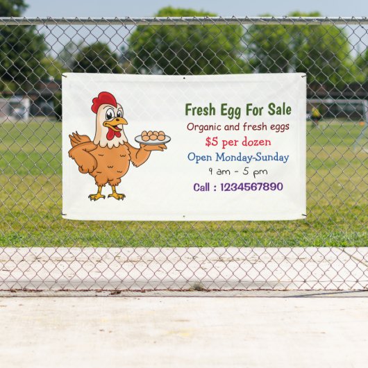 卵の漫画の新鮮な卵の看板が売り出される鶏 横断幕 (インサイチュ)