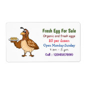 卵の漫画の新鮮な卵の看板を販売するためにウズラ ラベル (正面)