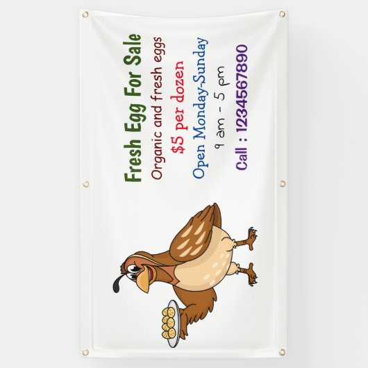 卵の漫画の新鮮な卵の看板を販売するためにウズラ 横断幕 (縦)