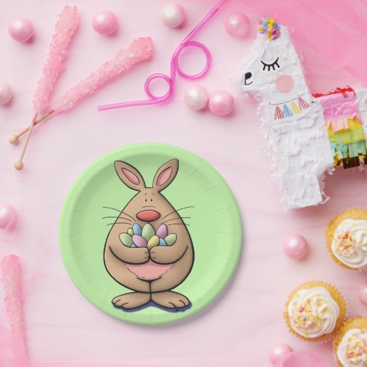 卵の漫画を開くかわいく及びおもしろいなイースターのウサギ ペーパープレート (パーティー)