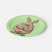 卵の漫画を開くかわいく及びおもしろいなイースターのウサギ ペーパープレート (アングル)