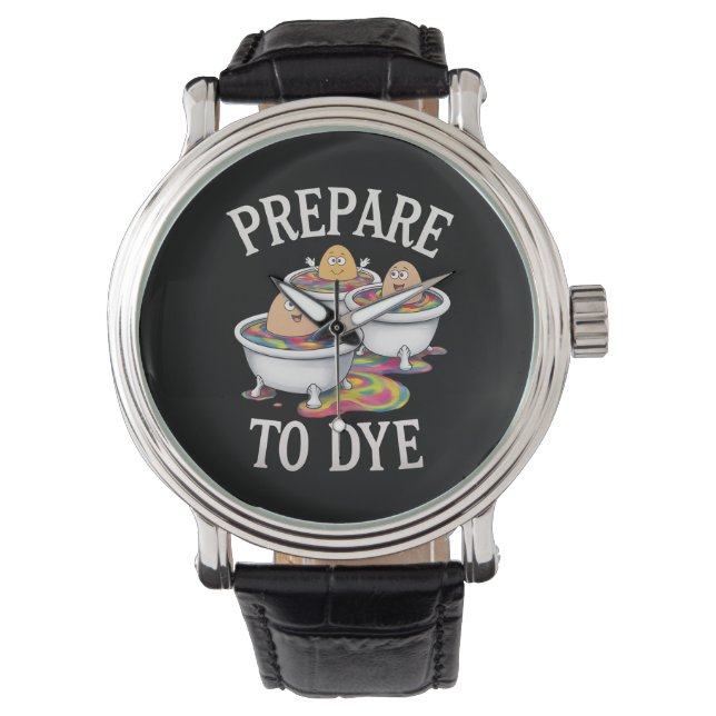 卵の狩りおもしろい復活祭の日曜日を染める 腕時計 (正面)