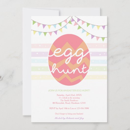 卵の狩りの招待状/イースターエッグの狩りの招待 招待状 (正面)