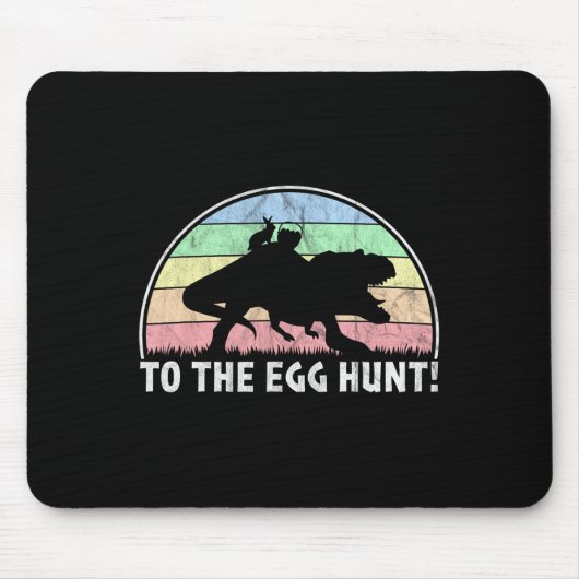 卵の狩りへ – Tレックスバニー恐竜イースター マウスパッド (正面)
