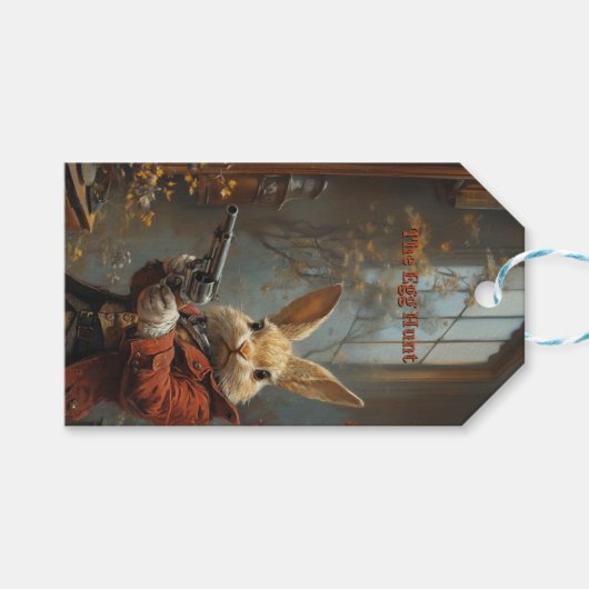 卵の狩り、イースターバニー狩り ギフトタグ (正面(横))