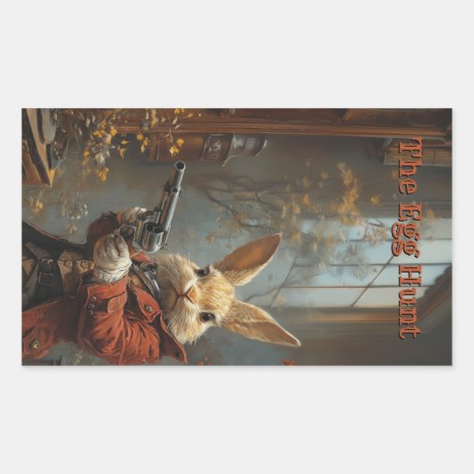 卵の狩り、イースターバニー狩り 長方形シール (正面)