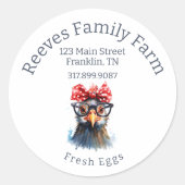 卵の箱ラベルおもしろニワトリ丸型ステッカー ラウンドシール (正面)