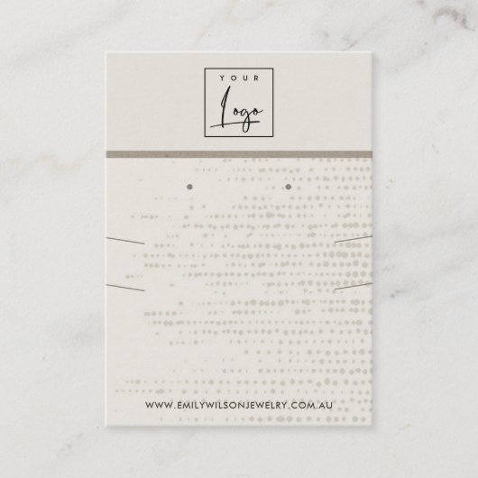 卵の繊細な白ドットのネックレスイヤリングディスプレイ 名刺 (正面)