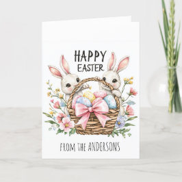 卵の詰まった籠と2匹のウサギ シーズンカード