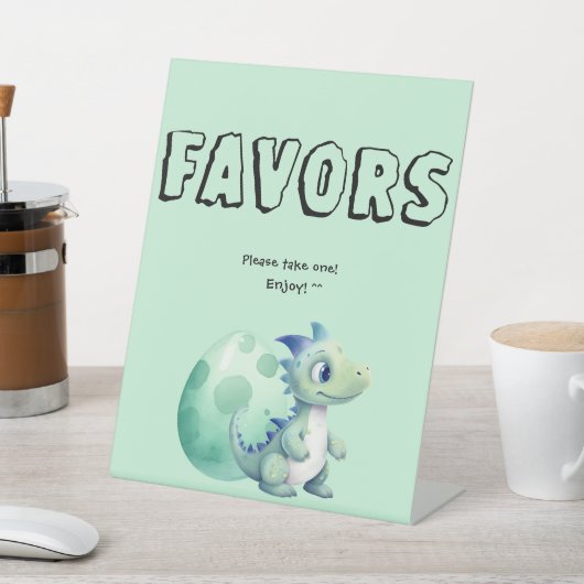 卵の赤ちゃんシャワーが人気の可愛いベビー恐竜 台座サイン (インサイチュ)