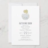 卵の赤ちゃんシャワーで恐竜のかわいい孵化 招待状 (正面)