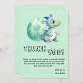 卵の赤ちゃんシャワー付きかわいいベビー恐竜 サンキューカード (正面/裏面)