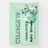 卵の赤ちゃんシャワー付きかわいいベビー恐竜 横断幕 (縦)