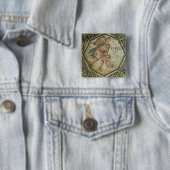 卵の鶏そしてバスケットを運んでいる小作人 缶バッジ (インサイチュ)