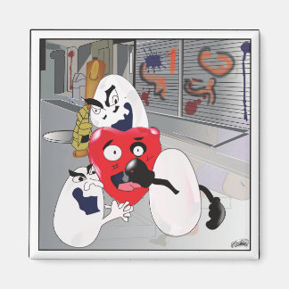 「卵はハートに悪い」 – 冷蔵庫マグネット マグネット