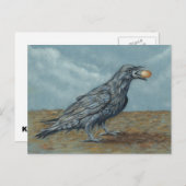 卵をビーク葉書に入れたレイブン ポストカード (正面/裏面)