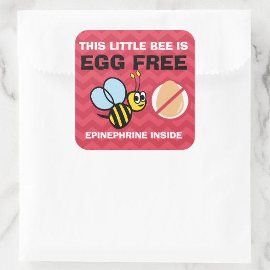 卵を含まないパーソナライズされた（昆虫）マルハナバチ卵アレルギー警告 スクエアシール (バッグ)
