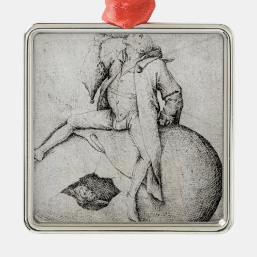 卵を工夫することを試みている愚か者 メタルオーナメント (正面)