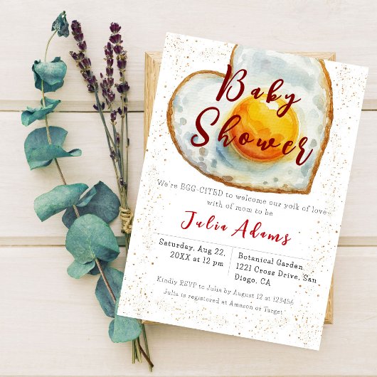 卵を引き出す朝食の黄身の愛の赤ちゃんシャワー 招待状