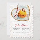 卵を引き出す朝食の黄身の愛の赤ちゃんシャワー 招待状 (正面)