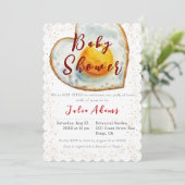 卵を引き出す朝食の黄身の愛の赤ちゃんシャワー 招待状 (スタンド正面)