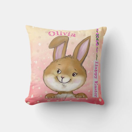 卵を引用した卵の狩りキッズピンク クッション (正面)