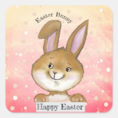 卵を引用した卵の狩りキッズピンク スクエアシール (正面)