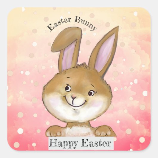 卵を引用した卵の狩りキッズピンク スクエアシール (正面)